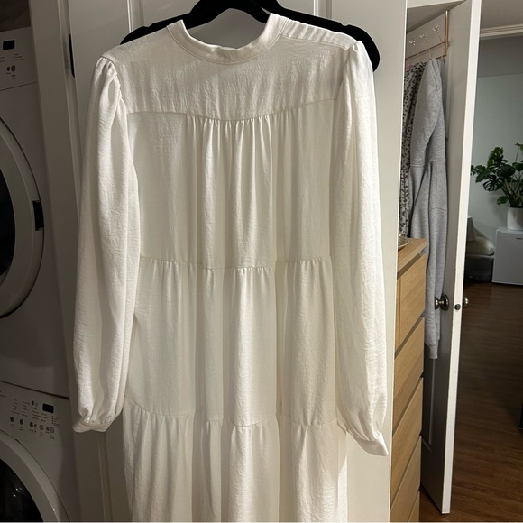 NEW TOPSHOP White Tiered Tie Neck Chuckon Long Sleeve Midi Dress 8US 12UK 40EUR - Picture 7 of 8